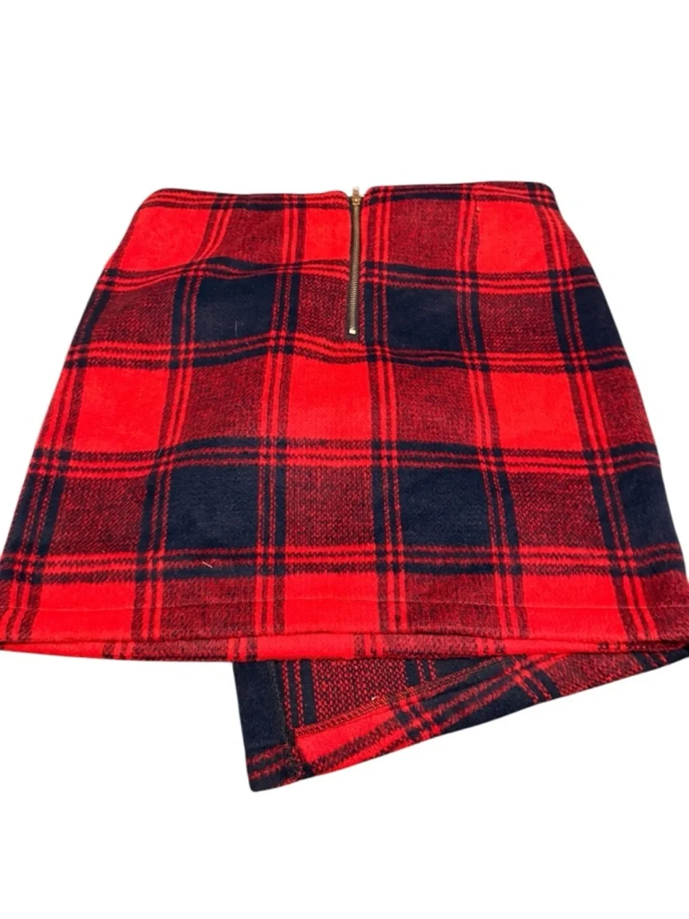 Choies Red and Black Plaid Wrap-Style Mini Skirt
